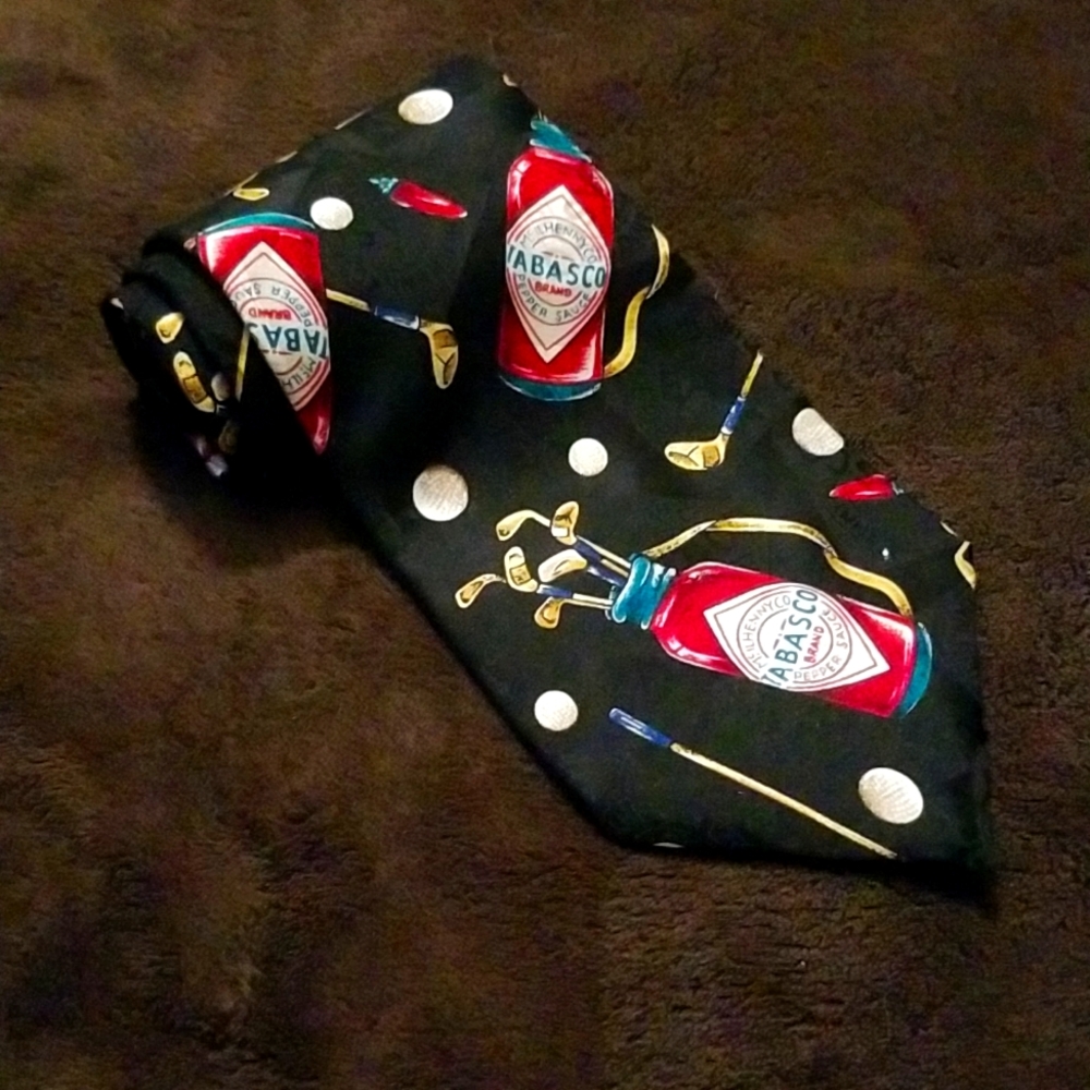 Men's Tabasco Brand Black Tabasco & Golf Necktie